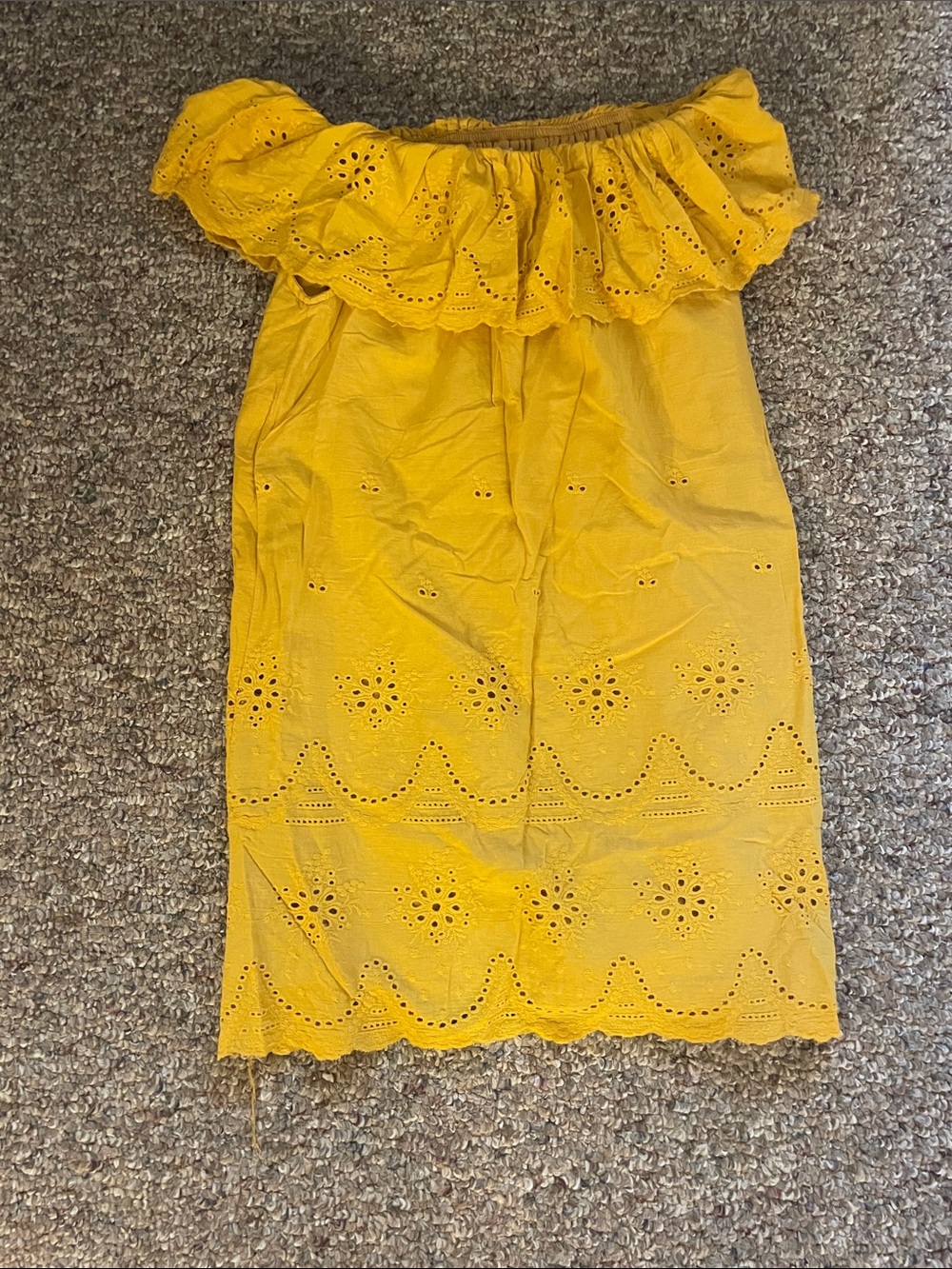 Mustard Yellow Eyelet Ruffle Midi Tunic